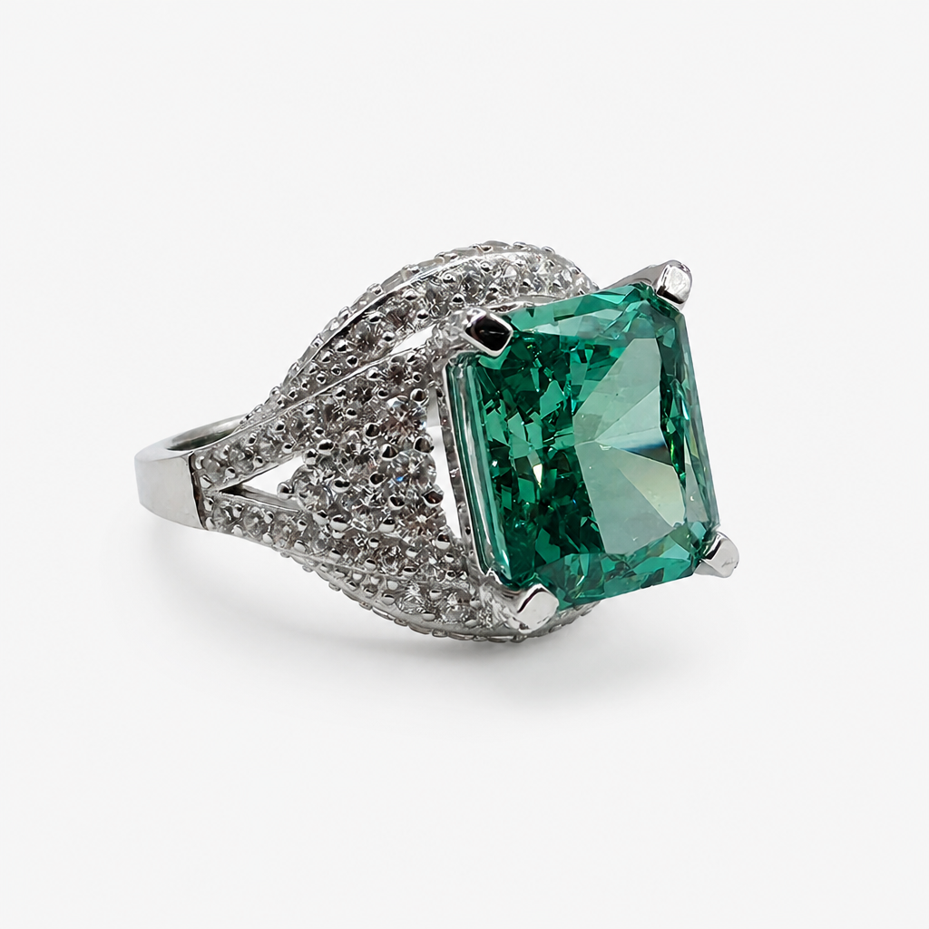 Paraiba Ice Crush Cut Pave Ring .925