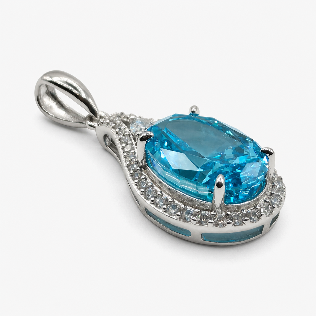 Dije Aguamarina Gota Halo .925