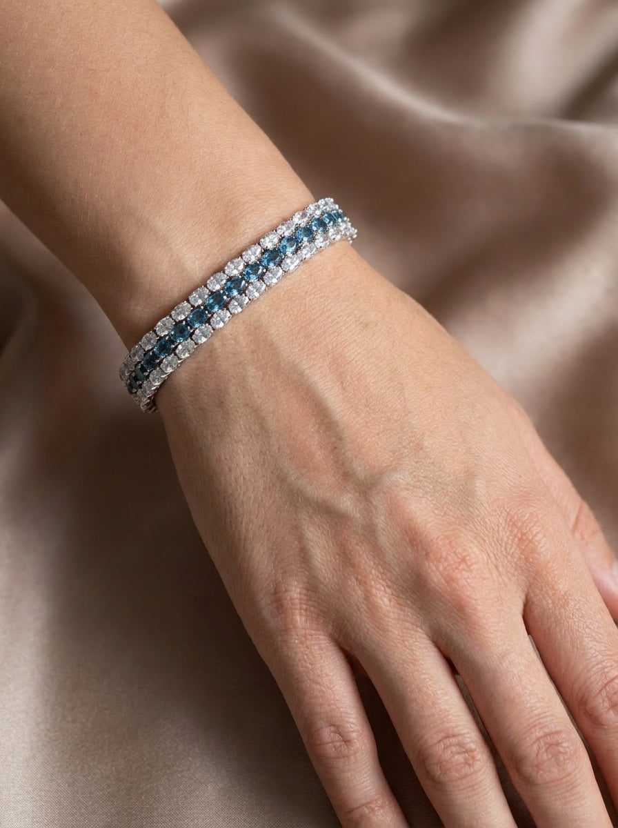 Brazalete Aguamarina Tennis .925