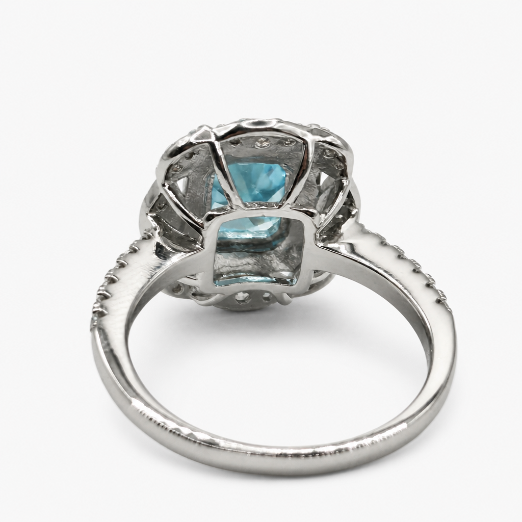 Anillo Aguamarina Vintage Halo .925